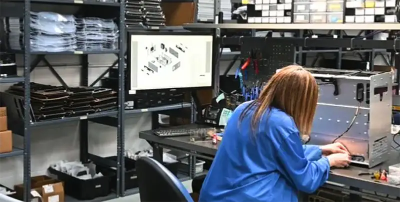 Technician working on computer